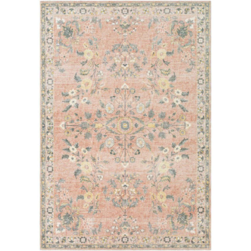 Rug Erin Pale Pink & Yellow Floral Area Rug 