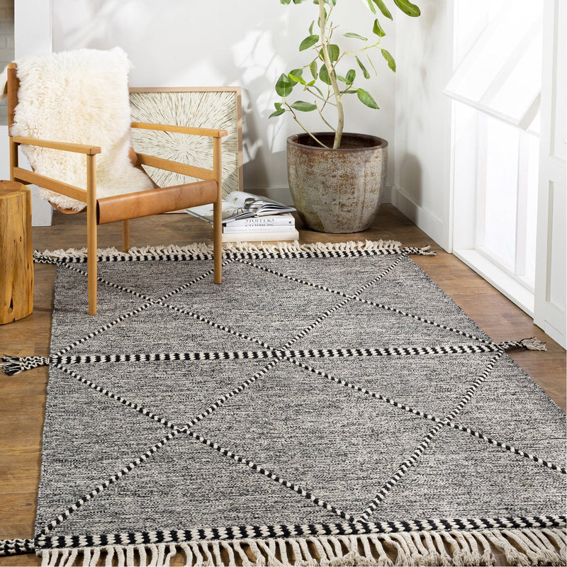 Rug Zanafi Black & White Hand Woven Rug 