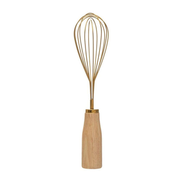 Serving Golden Whisk with Wood Handle 