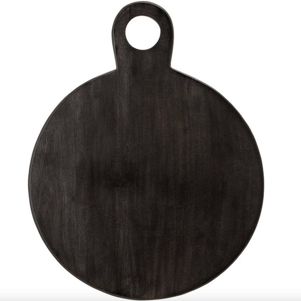 Servingware Black Round Handled Acacia Wood Tray 