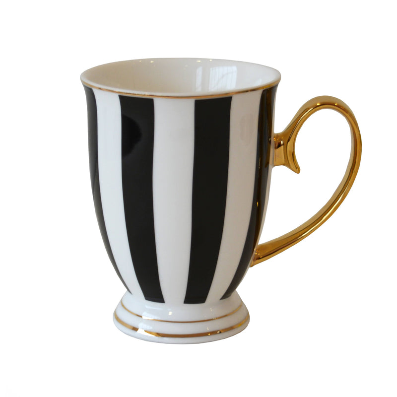 Servingware Black & White Stripy Mug 