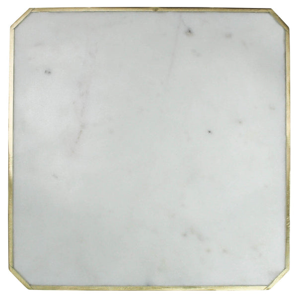 Servingware Square Marble Platter with Brass Edge 
