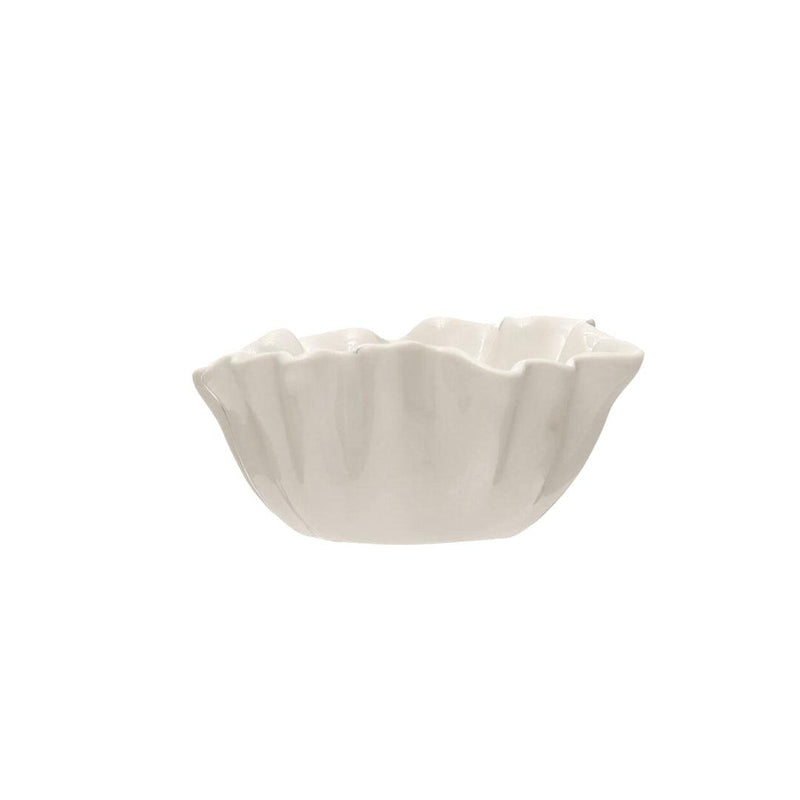 Servingware Stoneware White Ruffle Bowl 