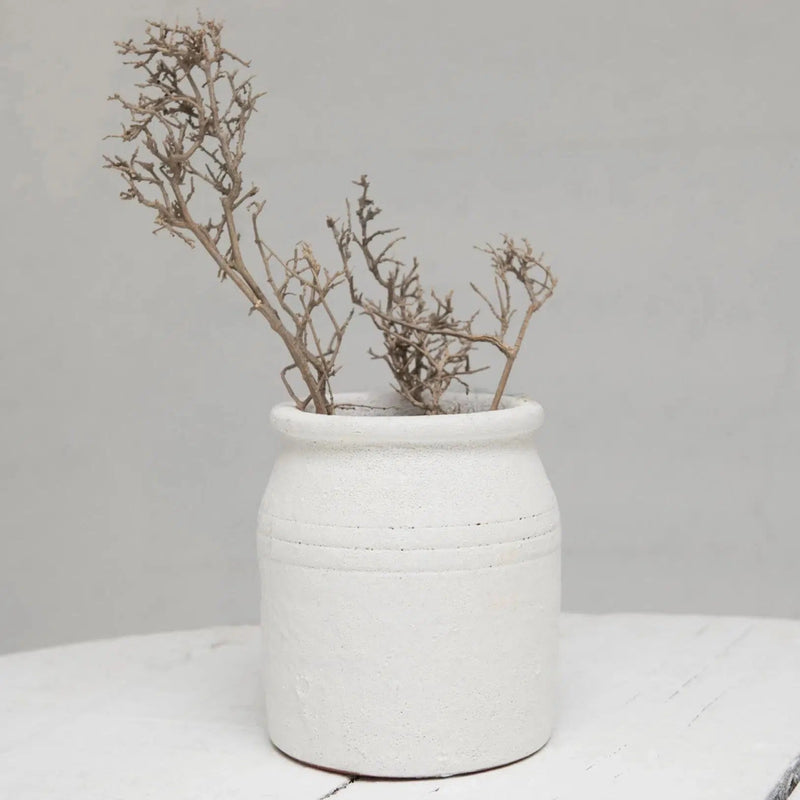 Vases White Coarse Terracotta Crock 