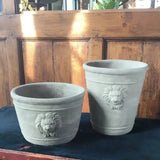 Vases Wide Round Cement Lion Planter 