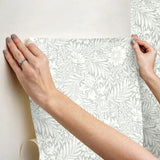 Wallpaper Modern Acanthus Premium Peel + Stick Wallpaper // Duck Egg 